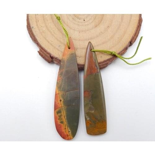 Hot sale Multi-Color Picasso jasper Gemstone Earring Bead56x14x3mm50x12x3mm7.7g
