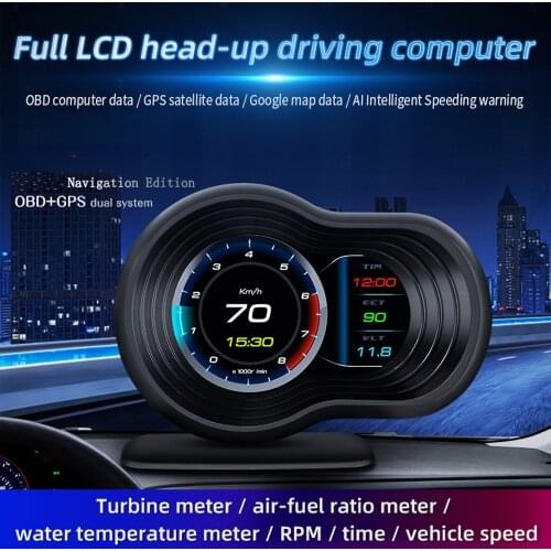 HUD OBD2 Head Up Display Digital Car Speedometer Projector Turbo Oil Temp Car GPS Navigation Gauge Smart Gadgets