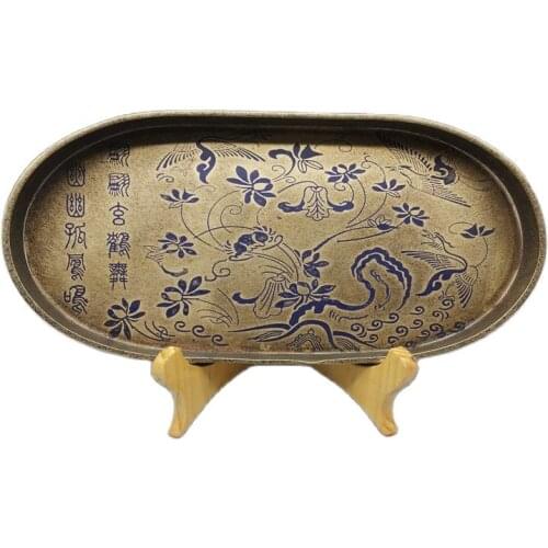 Chinese Old Bronze Statue Ancient Plate