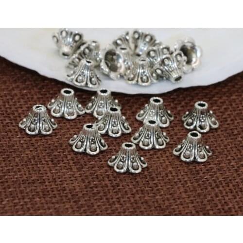 Classical design fashion 5*9mm 20pcs Tibet silver-color flower shape spacers beads caps jewelry findings accessories B2532