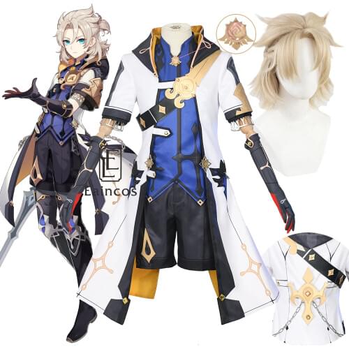 Game Genshin Impact Albedo Cosplay Costume Wigs Anime Uniforms Halloween Carnival Outfits Custom Made Men Costumes
