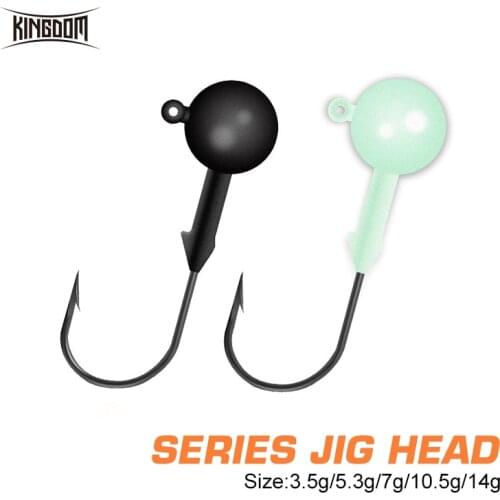 Kingdom 6pcs/lot Fishing Hooks Crank Jig Heads 1.8g 3.5g 5.3g 7g 10.5g 14g Hard Baits Soft Worm Jig Hook Fishing Accessories