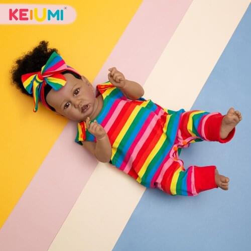 KEIUMI Reborn Baby Doll 57CM Full Silicone Body Accessories Free Well Package For Children Birthday Gift New Year Present