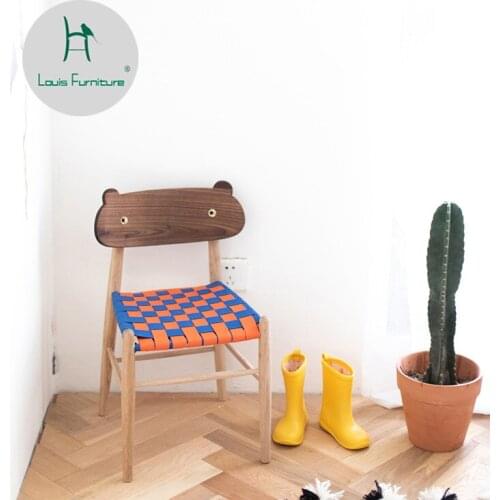 Louis Fashion Children chair northern Europe Japanese type back baby small bench for shoes stool parent
