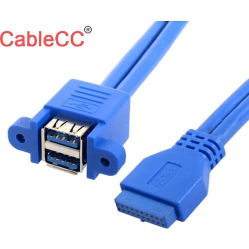 Xiwai Motherboard 20Pin to Stackable USB 3.0 Female Panel Type Dual Ports Header Cable 50cm