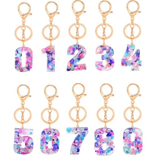 Cute Number Pendant Key Chain For Women Men Acrylic Keychain 0 To 9 Keyring Holder Luxury Key Ring Charm Bag Accessories Gift