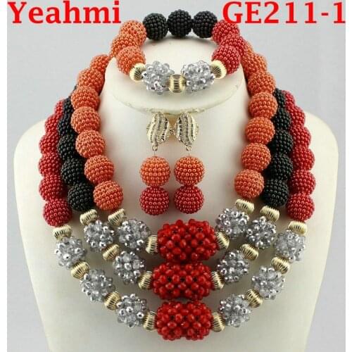 Fashion Bridesmaid Jewelry Set Flower Choker Necklaces Earrings set Nigerian Wedding African Beads Jewelry Set Crystal GE211-1