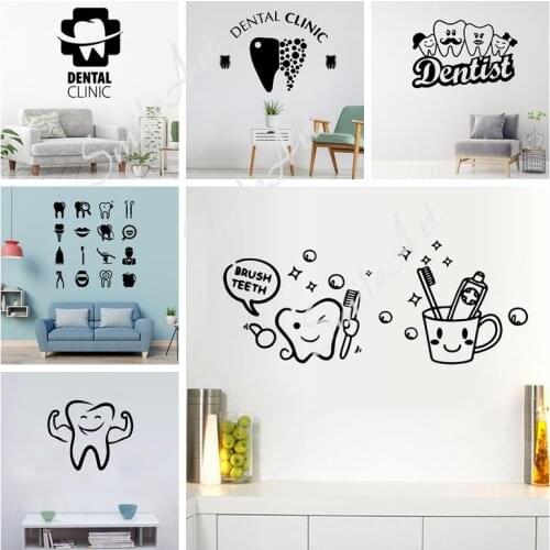 Cartoon Style teeth Art Sticker Waterproof Wall Stickers Living Room Bedroom Removable Decor Wall Decals