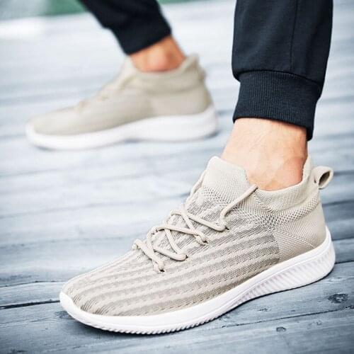 Mens all-match socks shoes flying woven sports shoes mens breathable running shoes soft large size Zapatillas De Deporte39-46