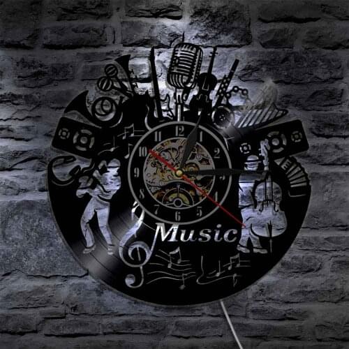 Music Wall Clock Vintage Rock N Roll Silent Vinyl Record Wall Clock Modern Design Nostalgic Pop Star LED Backlight Home Decor