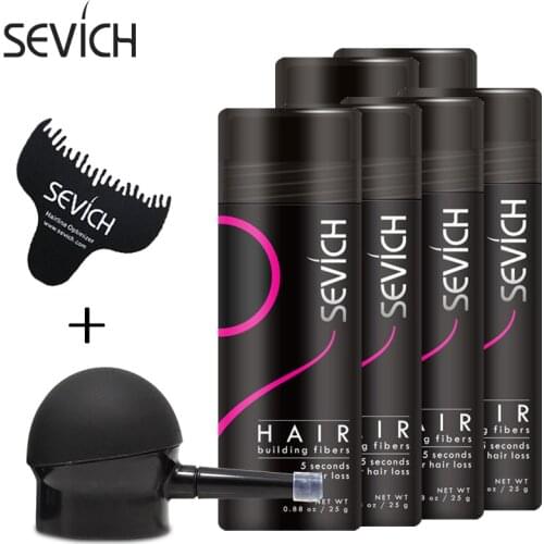 Sevich 8pcs Hair Building Fiber Set Hair Regrowth Powder *6 & Applicator *1 & Comb *1 for Thickening Hair Growth Keratin Fiber