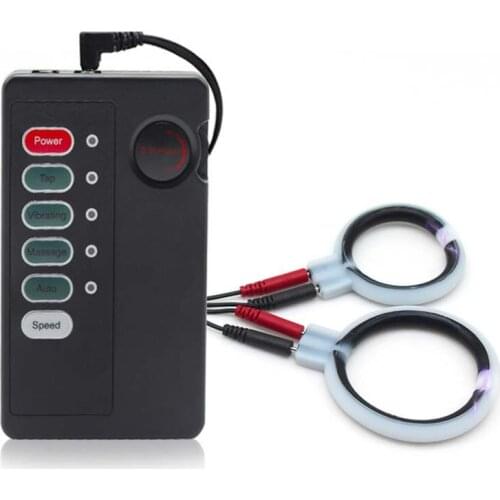 Electric Shock Set Chastity Device Cock ring Adult Sex Toys For Men Penis Scrotum Stretcher Delay Time Cbt Electro Sex Product