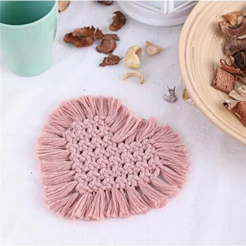 Bohemian Style Hand-woven Thread Jute Table Mat Non-slip Rattan Insulated Round Coaster Home Dinner Decoration Placemat