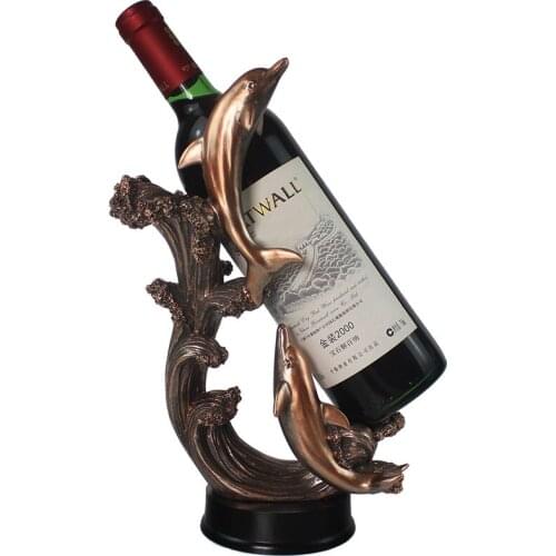 Resin Wine Bottle Holder Figurines European Creative Deer Animal Wine Rack Craft Decoration dolphin fish home bar Decoration