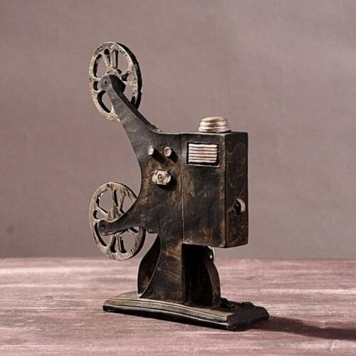 Retro Nostalgic Movie Film Projector Model Vintage Style Resin Ornament Figurine Photo Props Collectible Sculpture Decor