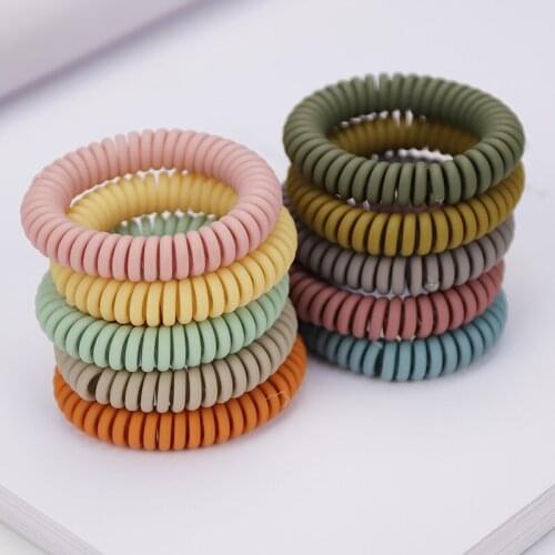 10pcs/lot Telephone Cord Elastic Ponytail Holders 5.5CM Size Girls Women Hair Ring Accessories Fashion Macaron Colors Tie Gum