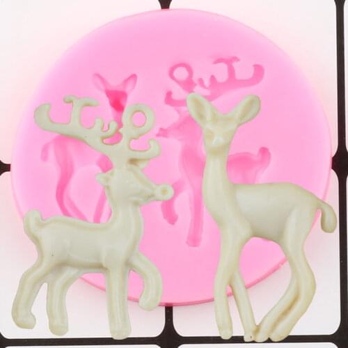 Elk Deer Silicone Molds Chirstmas Cake Decorating Tools Cupcake Topper Fondant Mold Polymer Clay Candy Chocolate Gumpaste Moulds