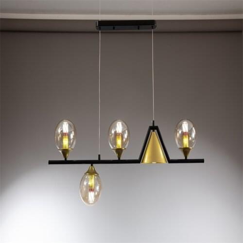 Nordic Glass Magic Bean Chandelier Creative Iron Living Room Dining Room Bedroom Hotel Adjustable Decorative LED Lighting