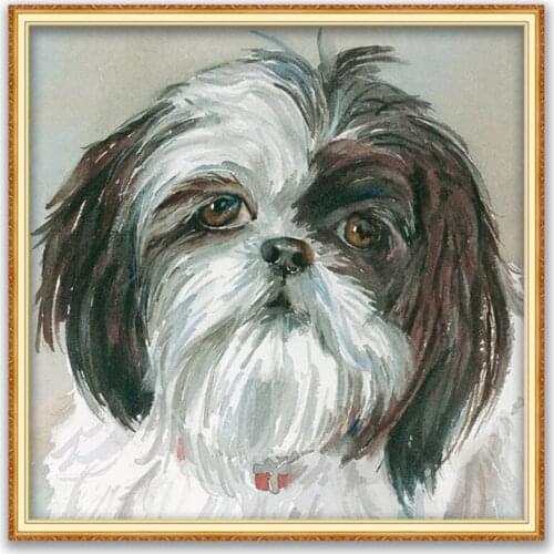 Animal Dog Schnauzer DIY Embroidery Cross Stitch 11CT Kits Needlework Craft Set Printed Canvas Cotton Thread Home Decoration Hot