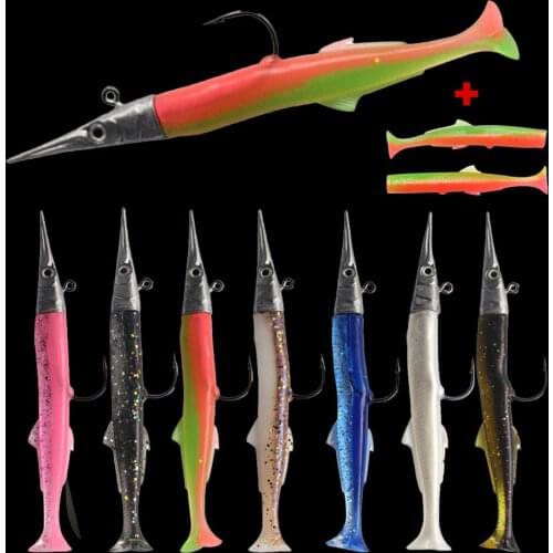 WALK FISH 1Set Jig Head Fishing Lure 115MM 14G Wobblers Silicone Soft Lure Minnow Crankbait Lead Head Hook Pike Bass Sea Fishing