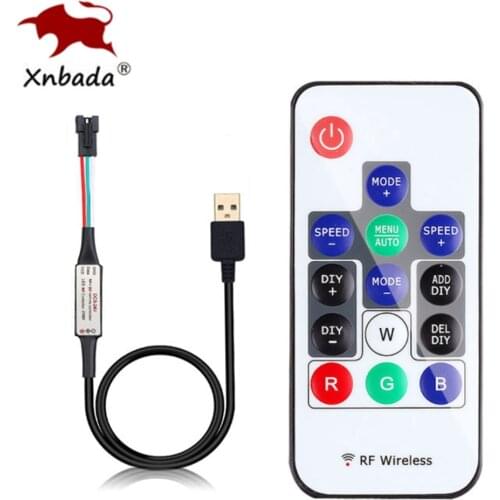 WS2811 WS2812B SK6812 Led Pixels Strip Light Controller USB MINI 14Keys RF DIY Remote With 366Modes Change DC5-24V