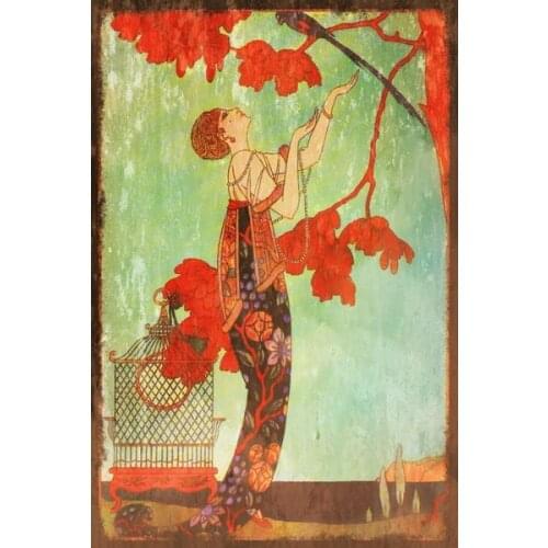 Japanese Look Retro Lady Retro Vintage Tin Sign Bar Pub Home Metal Poster Wall Art Decor Poster 20*30cm