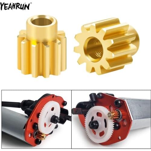 YEAHRUN 1Pcs Metal Motor Gear Brass Transmission Pinion Gear 11T For 1/24 Axial SCX24 AXI90081 AXI00001 AXI00002 RC Crawler Car