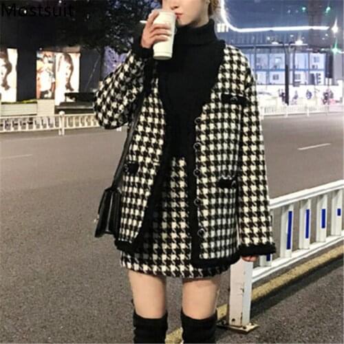 Vintage Two Piece Sets Outfits Women Autumn Cardigan Tops And Mini Skirt Suits Elegant Ladies Fashion 2 Piece Sets