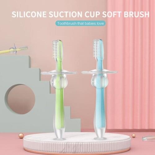 Baby Training Silicone Three-dimensional Toothbrush With Standing Suction Cup Toothbrushes Enlightenment Early Education Gifts