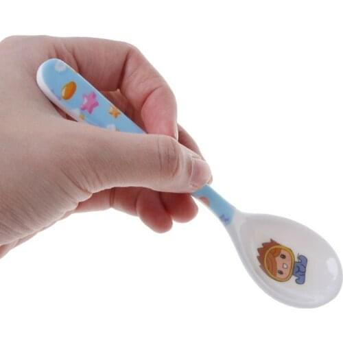 1PC Baby Spoon Straight Head Feeding Training Cutlery Dishes Tableware Infant Children Kids Safe Feeder Learning Supplies