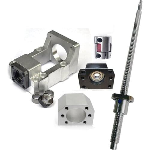 1PC Left-Handed Ball Screw Nut 1605/2005 End Processing 1500 1800 2000+Left-hand nut+HM12/15 for nema32/34+BF12/15+coupler CNC