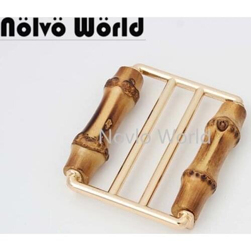 10-50-100 pieces bamboo slider buckle bags 64*57mm shoulder strap adjusted buckle handmade metal bag hardware belt buckle