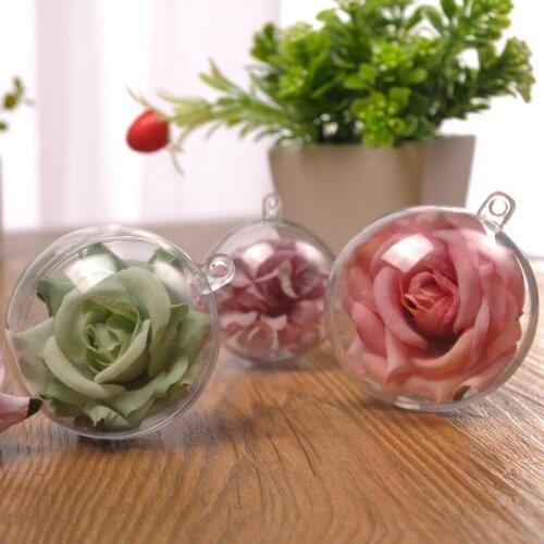 10pcs/lot Transparent Plastic Round Hollow Ball Christmas Tree Window Decoration Hanging Ball Wedding Birthday Gift Box