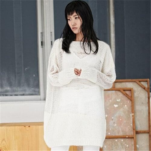 100% hand made wool thin knit women fashion Oneck solid long pullover sweater retail wholesale customized