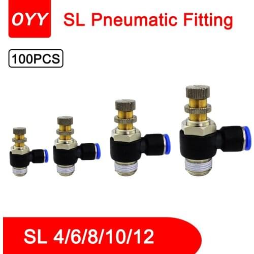 100Pcs SL4-M5/SL6-M5/SL4-02/6-02 Quick Connector Pressure Regulator Throttle Valve Compressor Accessories Air Pneumatic Fitting