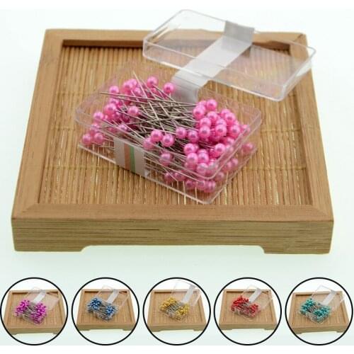 100Pcs/Box Safety Sewing Pins Pearl Head Dressmaking Needles Stitch Colorful DIY Craft Wedding Corsage Sewing Tools