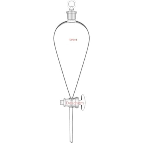 1000ml Pyriform Separatory Funnel,Straight Tip Dropping,Glass Stopcock,1L,Pear Shape