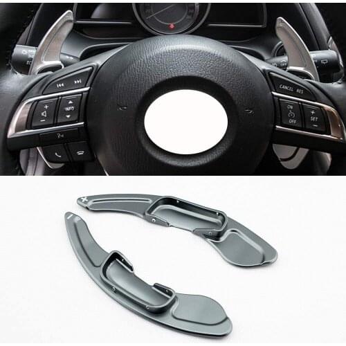 2Pcs GSD Aluminum alloy Car Steering Wheel Shift Paddle Shifter Extension for Mazda 3 6 Cx-3 Cx-4 Cx-5 Mx-5 Dsg (Gray)