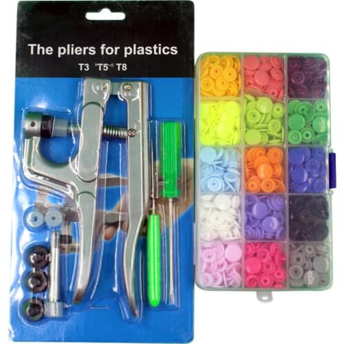 360 Sets T5 Plastic Snap Button with Snaps Pliers Tool Kit & Organizer Containers Easy Operate Snaps DIY Family Sewing Tools