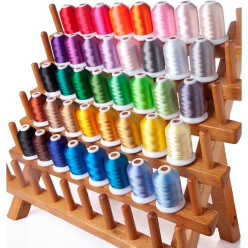 40 Brother Colors/kit Polyester Embroidery Machine Thread Spools, with 10pcs Size A Bobbins
