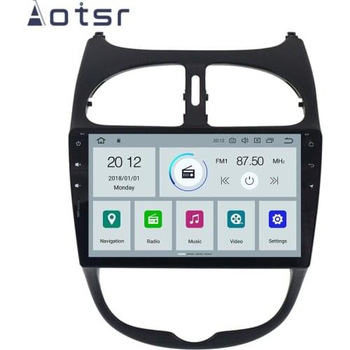 Android 9.0 Car Radio Player 10.1" IPS GPS Navigation Radio For Peugeot 206 2000-2016 Tape Recorder Head Unit Multimedia Player