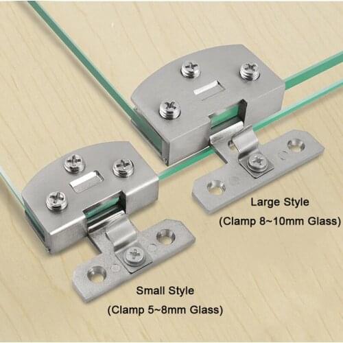 Free Shipping 2PCS Glass Cabinet Hinges Shopping Mall Jewelry Phone Display Cabinet Door Hinges Clamps No Drilling