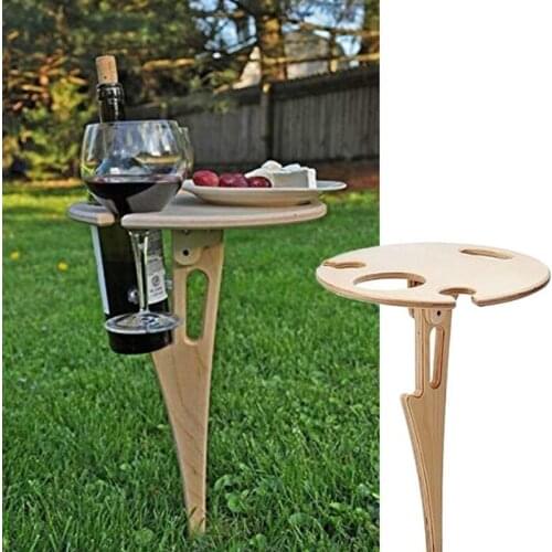 Mini Wood Foldable Wine Holder Outdoor Portable Red Wine Table for Picnic Camp Party Garden Beach Folding Glass Rack Small Desk