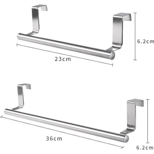 Stainless Steel Bathroom Towel Holder Rack Stand Bar Cabinet Door Hanging Holder Organizer Stand Household Kitchen Accessories