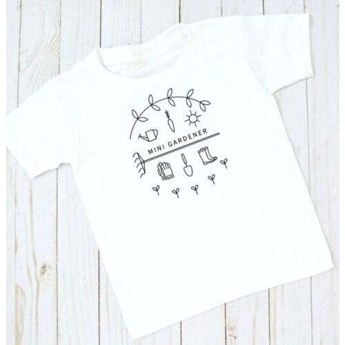 Mini Gardener Kid T-shirt Letter Design Boys Girls Clothes Kids Print Funny Streetwear T-Shirt Simple Style Short Sleeve Clothes