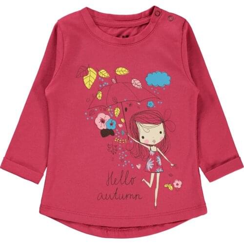 2020 Winter Long Sleeve Printed Knitted Top Singles Top Baby Lycra Single Jersey Crew Neck Girl Sweatshirt 6 18 Months