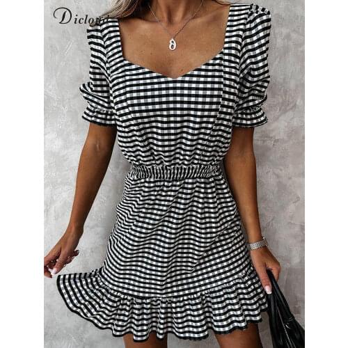 Летние платья в клетку DICLOUD China At AliExpress