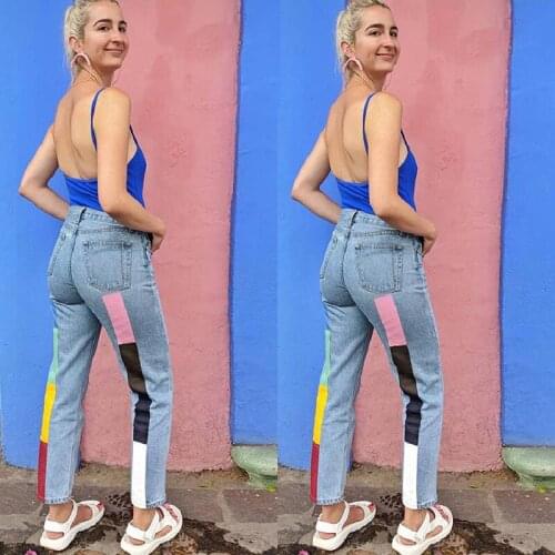 2021 Summer Fashion Street Womens Fashion Clothing Daily Teens Streetwear Soft Printed Straight Leg Trousers Jeans штаны альт