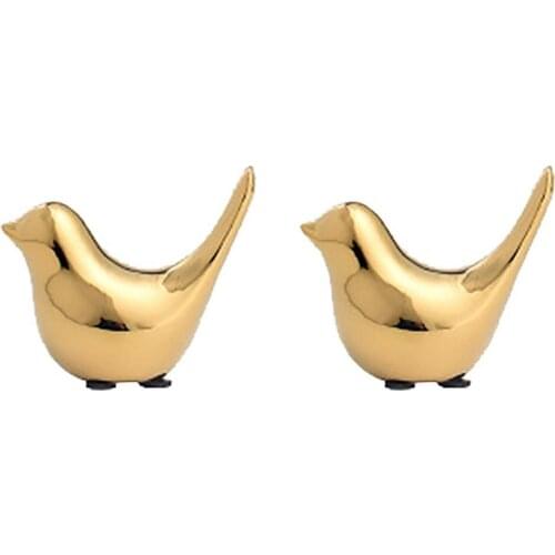 2Pcs Display Mold Wear-resistant Bird Pattern Ceramic Little Bird Statue Ornament for Bookshelf Bird Pattern Ceramic