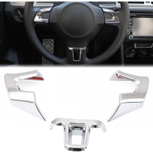 ABS Chrome Steering Wheel Trim Cover sticker for Volkswagen VW Golf 6 MK6 Polo Jetta MK5 2009 2010 2011 Polo Bora Sagitar